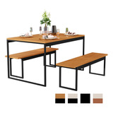 Conjunto Mesa Para Cozinha Com 2 Bancos Pe Metal 120x80cm