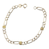 Pulsera Maciza Figaro 4,6mm De Plata 925 Y Oro