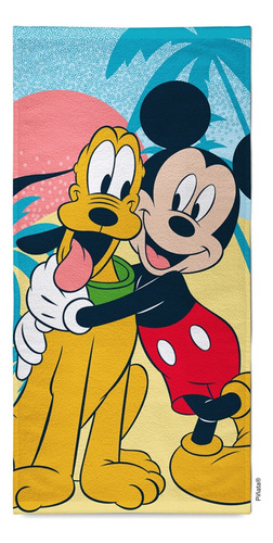 Toallon 70x130 Piñata Mickey & Pluto Color Celeste Mickey Y Pluto