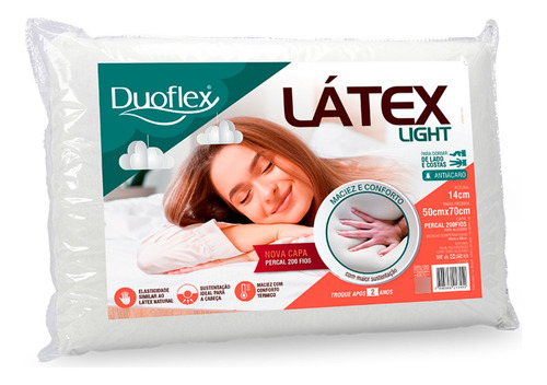 Travesseiro Látex Light  Da Duoflex Com 14cm De Altura