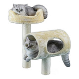 Árbol De Gato Con Cama Elevada Y Túnel, Beige.