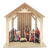 Presepio Mdf Com Casinha Mdf Igreja Rustica Resistente