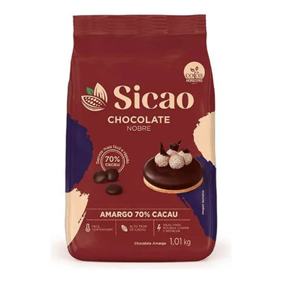 Chocolate Amargo 70% Cacau Moedas 1,01kg Sicao Nobre