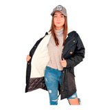 Customs Ba Camperas Mujer Parka Corderito Campera Negra V