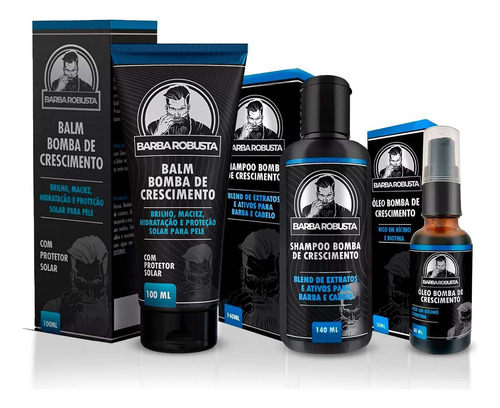 Kit Balm Óleo Hidratante E Shampoo Para Barba Robusta