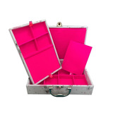 Kit 5 Maletas Porta Jóias Grande Dupla Vários Modelos Pink