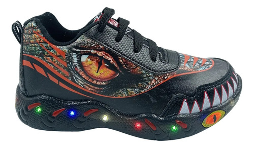 Tenis Para Niño Luces Led Dinosaurios Rex Cómodo Oferta