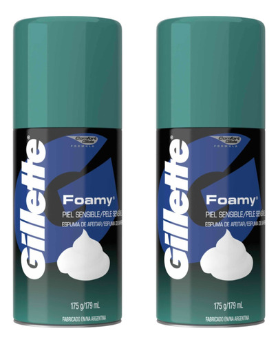 2 Pack Espuma Para Afeitar Gillette Foamy Mentol 175 G