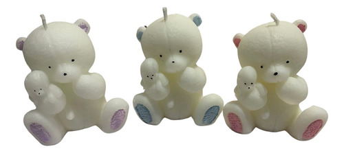 Velas Recordatorios Para Baby Shower - Oso Con Peluche X 12 