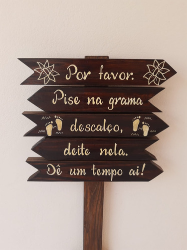 Placa Decorativa Para Jardim- Pise Na Grama Descalço