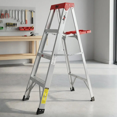 Escalera Tijera Aluminio Domestica 3 Esc 90kg 1.21m Byp Color Rojo | Envío gratis