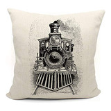 Funda De Almohada De Tren Locomotora De Dibujo Vintage ...