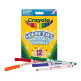 Marcadores Plumones Crayola Super Tips Lavables 12 Colores