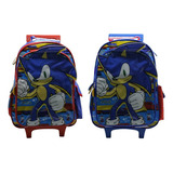 Mochila Sonic 16 Carro Infantil Escolar Niño Cresko Azul Diseño De La Tela Liso