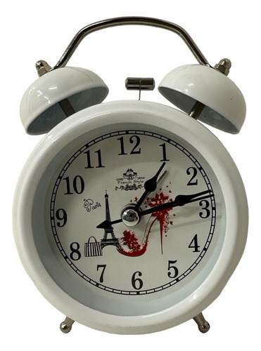 Reloj Despertador Clásico Redondo C/diseño Blanco Irm-06359