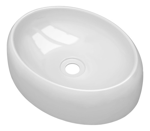 Cuba Para Banheiro Sobrepor Lavabo De Apoio Oval 39cm Ágata Acabamento Brilhante Cor Branco