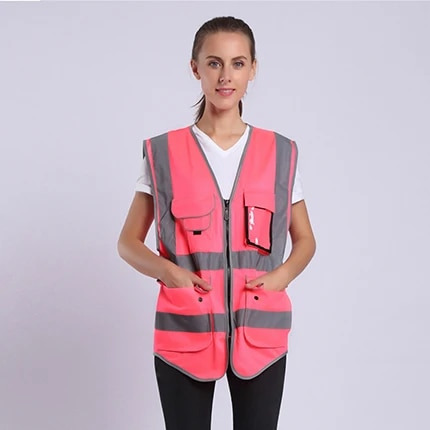 Camisa De Trabajo Hi Vis, Chaleco De Seguridad Rosa Para Muj