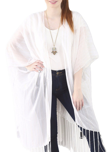 Kimono Mujer Capa Larga Con Transparencia De Verano #k1099