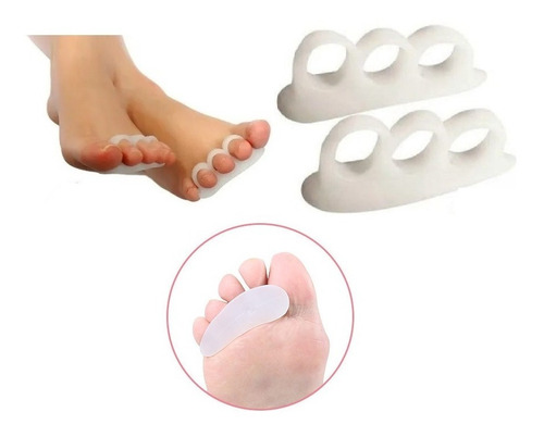 2 Separador Corrector De 3 Dedos Silicona Gel Hallux Juanete