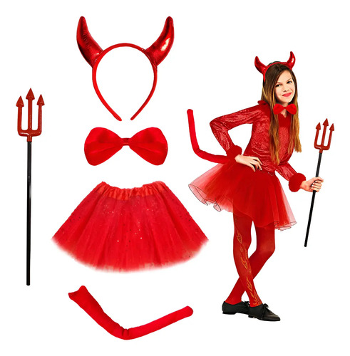 Disfraz Halloween Diablo Tutu Cuernos Cola Pastorela Navidad
