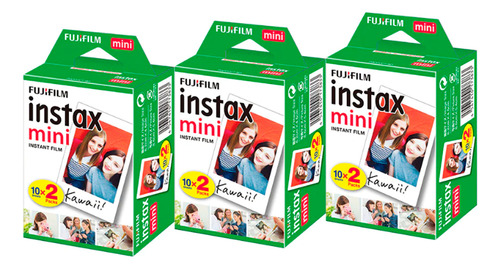 Kit 3 Papel Filme Para Instax Mini 7, 8, 9, 11 60 Fotos