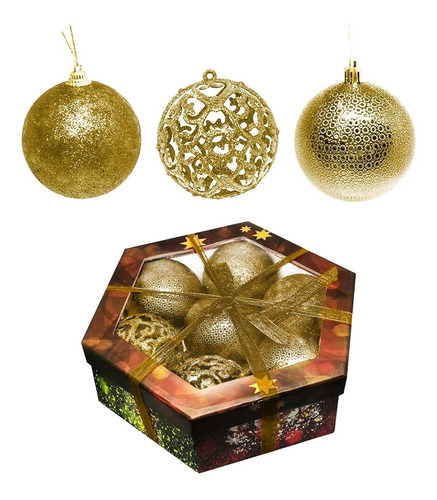 Adorno Navideño Set X7 Caja Bolas Globos De Navidad Esferas