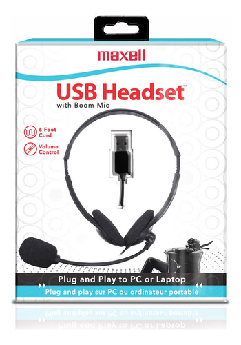 Maxell Diadema Con Micro Boom Conect Usb Color Negro