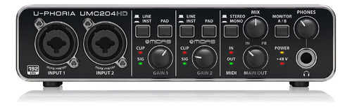 Placa De Audio 2x4 24-bit Usb Midi  Behringer Umc204 Hd