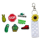 Charms Accesorios Dijes Para Crocs 7 Piezas + Llavero Blanco