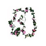 Guirnalda Flores Artificiales Rosas/blancas Hojas Jardin 2mt