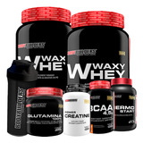 Kit 2x Whey 900g + Bcaa + Creatina + Glutamina + Termogênico Sabor Cappuccino