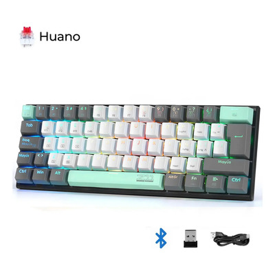 TERPORT 60% Teclado Mecánico Inalámbrico Español Bluetooth Rgb Z11-E162, Switch Huano Red Hotswap, Teclado Gamer 3 Modos Recargable, 62 Teclas Antighosting Programble Para Pc\u002Fcelular\u002Ftablet | Meses sin interés