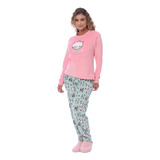 Pijama Feminino Longo Adulto Fleece Soft Quentinho Inverno