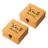 Juego De 2 Cajas De Costura De Madera, Kit De Accesorios De