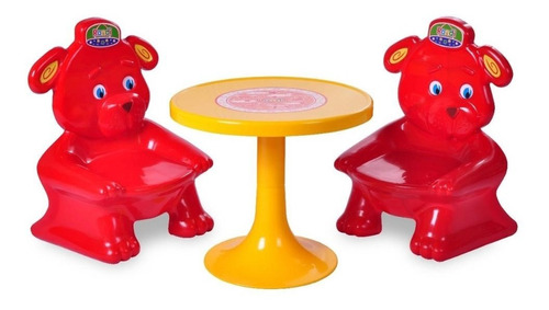 Mesa Sillas Jardin Playa Infantil Rondi Oso Rosa O Roja