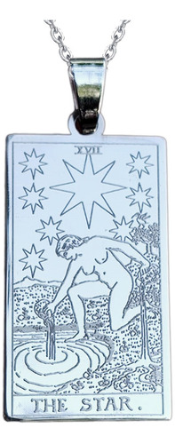 Collar Carta Tarot Acero Quirúrgico Arcano Estrella Luna Sol