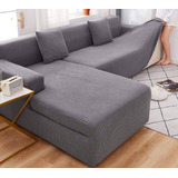 Funda Para Sillon Tipo L Seccional Tela Cuadrille Color Gris