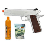 Pistola Airsoft Gbb M1911 Full Metal Blowback + Green Gas + 