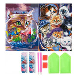 2 Set Kit De Pintura De Diamante Diy Cat 5d (30 * 40 Cm)