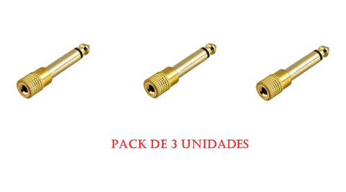 Pack De 3 Unidades Adaptador 6.35mm Mono Plug 3.5mm St Plug