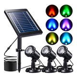 Lámpara Solar Subacuática Para Estanques, Rgb Leds, Ip68, 3 