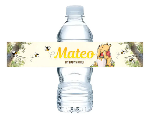 80 Etiquetas Para Botella Agua Personalizada Winnie Pooh