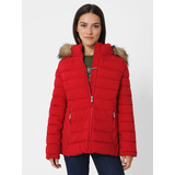 Parka Acolchada Con Cierre Rojo Tommy Hilfiger