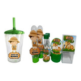 Kit Copo Twister+tubete 3d Lembrancinh Safari 20 D Cada Item