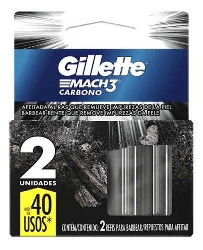 Refil Mach 3 Carbono Com 2 Cartuchos - Gillette