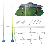 Set De Voley Red 5mts Soportes Regulables Parantes 2,40mts