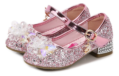 Zapatos Delgados Frozen Elsa Princess Con Suela De Cristal P