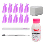 Kit Removedor Uv Esmalte Semipermanentes Broches Wipes Gel