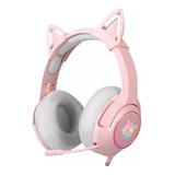 Audifonos Onikuma K9  Con Orejas De Gato, Color Rosa