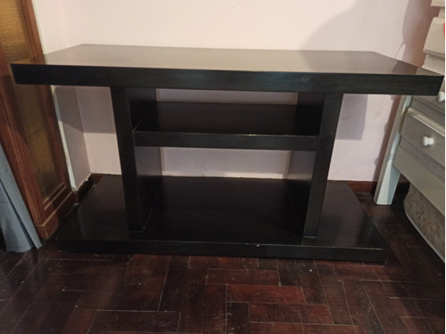 Mesa Rack Tv Negro - Laqueado, Madera Maciza -